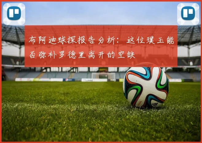 布阿迪球探报告分析：这位璞玉能否弥补罗德里离开的空缺